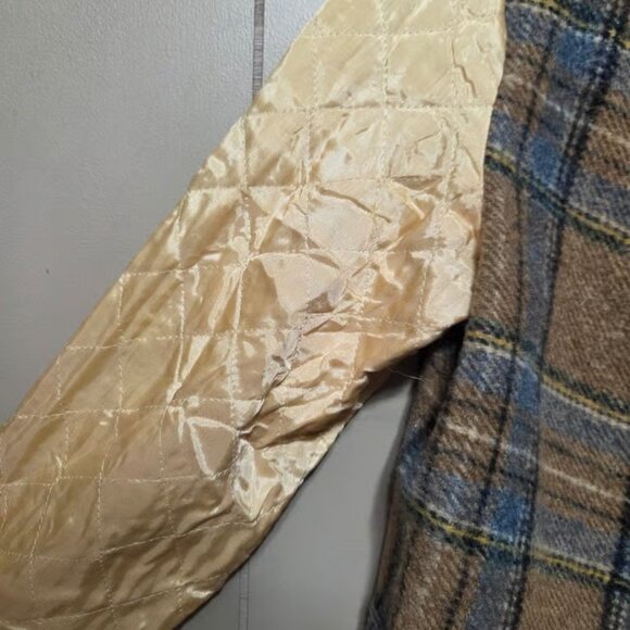 Vintage Plaid Jacket W/ Yellow Quilted Sleeves Large - Picture 4 of 4